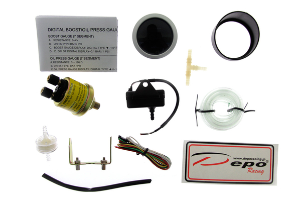 Přídavný budík Depo Racing Digital 2in1 - tlak turba elektronický + tlak oleje