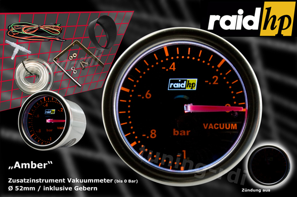 Přídavný budík Raid Night Flight Red - vakuum