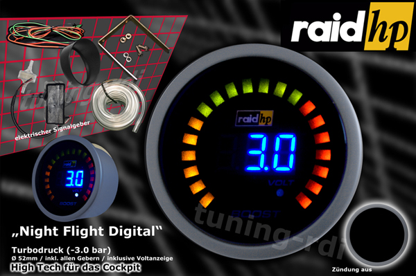 Raid Night flight digital - tlak turba + voltmetr