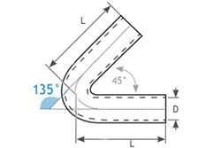 Hliníkové (Alu) koleno 135° - průměr 51mm (2 palce) - délka 60cm