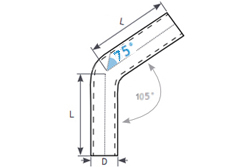 Hliníkové (Alu) koleno 75° - průměr 54mm (2,13 palce) - délka 60cm