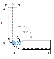 Hliníkové (Alu) koleno 90° - průměr 57mm (2,25 palce) - délka 60cm
