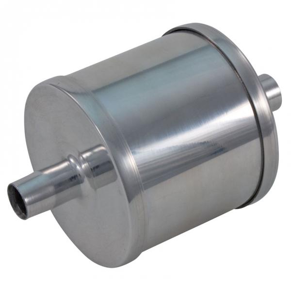 Olejový filtr inline na odvětrání klikové skříně 13/16/19mm - kovový krk - stříbrný