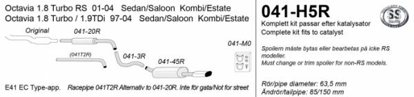 Catback výfuk Simons Škoda Octavia I 1.8T/1.9TDI mimo RS sedan/kombi (97-04) - homologace
