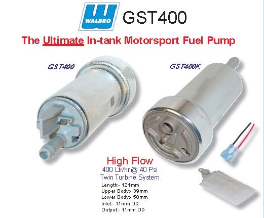 Univerzální vysokotlaká pumpa Walbro 400l/h - typ GST400 (PWM) s příslušenstvím
