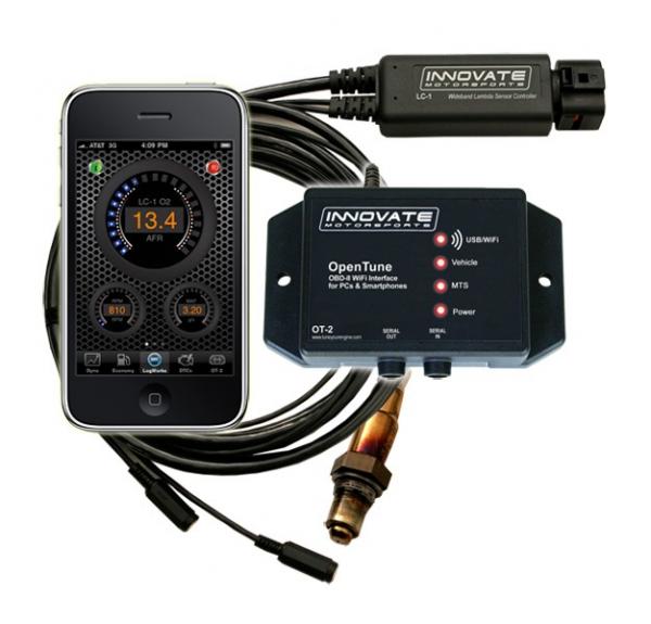 Bezdrátové zařízení Innovate Motorsports OpenTune-2 OT-2 + Digitální O2 kontrolér LC-2 určeno pro propojení s iPhone, iPpod, PC