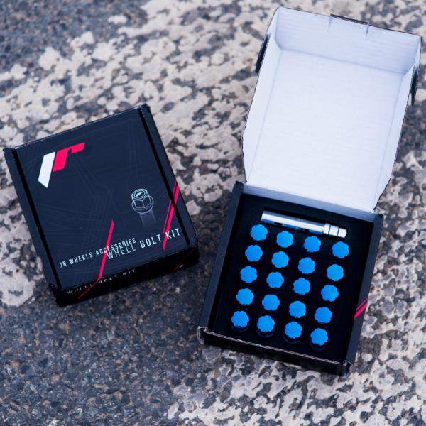 Sada kolových šroubů Japan Racing JB1 závit M12 x 1,25 - 28mm délka závitu - modré