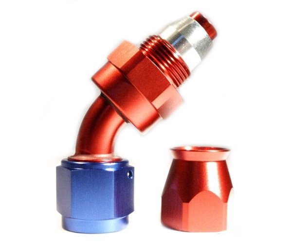 Fitinka koleno 45° D-10 (AN10) 7/8"x14-UNF - teflonová PTFE hadice