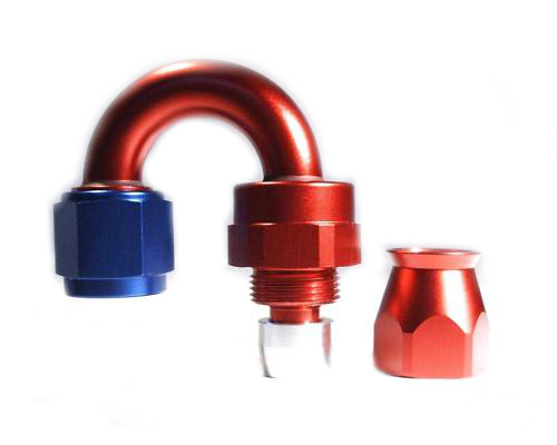 Fitinka koleno 180° D-12 (AN12) 1-1/16"x12-UNF - teflonová PTFE hadice