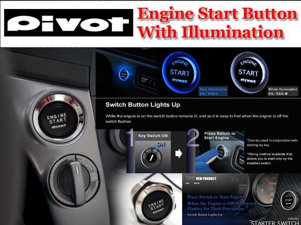 Startovací tlačítko Pivot - Start engine - modré podsvícení