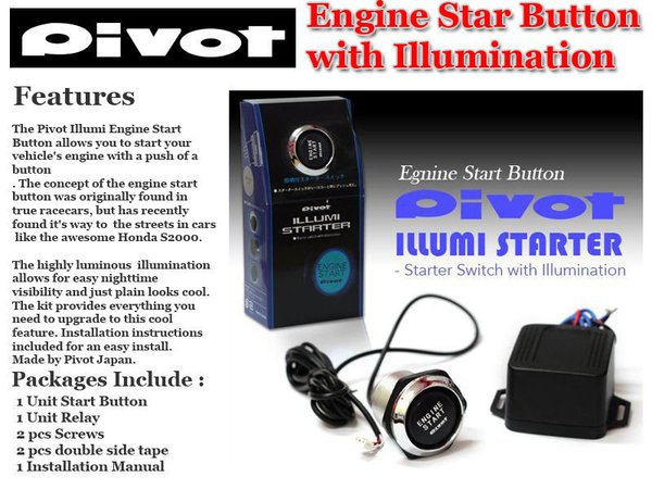 Startovací tlačítko Pivot - Start engine - červené podsvícení