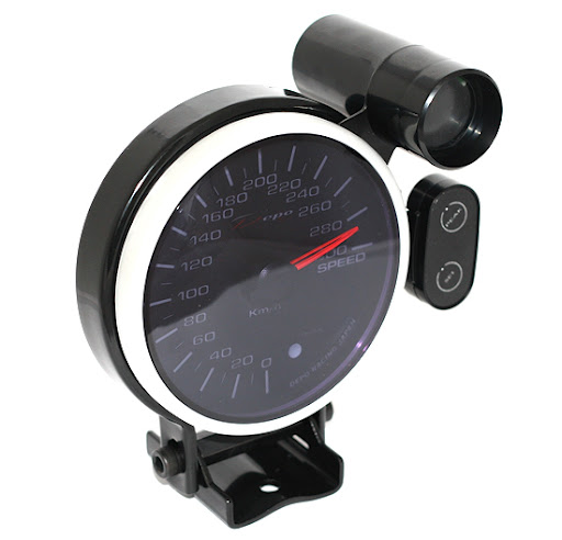 Přídavný budík Depo Racing 115mm - rychloměr s indikátorem max. rychlosti a možností měření pomocí GPS