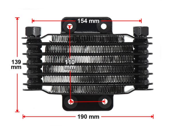 Olejový chladič / chladič oleje 6 šachet 190 x 133 x 40mm (M12x1,25) - motocykl