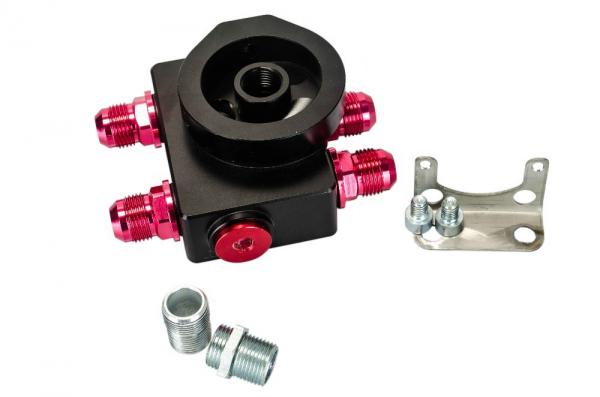 Externí relokační držák olejového filtru ProRacing M20 x 1,5 a 3/4"-16UNF s termostatem - 2x vývody D-10