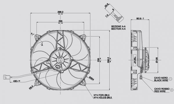 Vysoce výkonný ventilátor Spal - sací, průměr 280mm