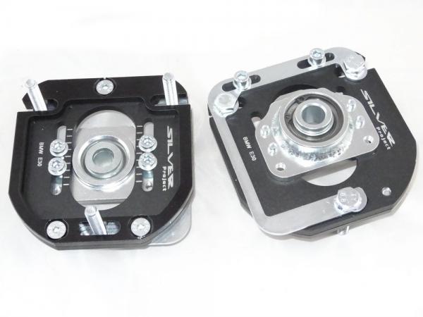 Přední horní uložení tlumičů (Pillowball Top Mounts) Silver Project BMW E30 - 3D 2way verze pro stavitelný podvozek