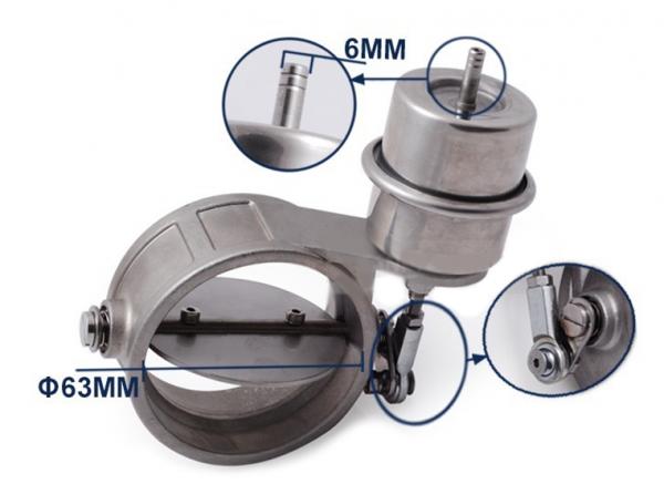 Podtlaková mechanická výfuková klapka 63mm - otevřená - negativní tlak (vacuum) - N/A motor