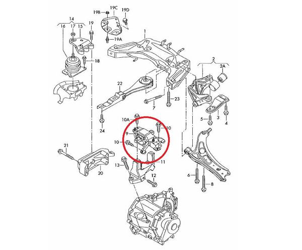 Držák převodovky Vibra-Technics Škoda Fabia 6Y (99-07) / 5J (07-)