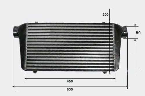 Intercooler FMIC 630 x 300 x 76mm (450 x 300 x 76mm) - výstupy 80mm