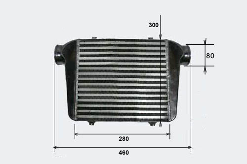 Intercooler FMIC 460 x 300 x 76mm (280 x 300 x 76mm) - výstupy 80mm