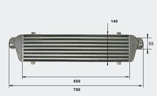 Intercooler FMIC 700 x 140 x 65mm (550 x 140 x 65mm) - výstupy 55mm