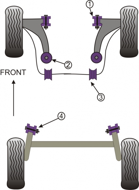 Silentbloky Powerflex Mazda 2 DE (07-) Front Arm Rear Bush, Caster Adjustable (2)
