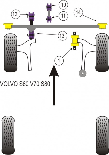 Silentbloky Powerflex Volvo S60 / V70 / S80 (00-) Upper Engine Mount Large Bush - diesel (12)