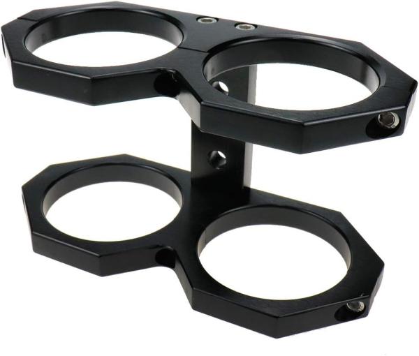 Držák externí palivové pumpy duální 2x 60mm - celo hliníkový - černý