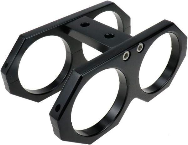 Držák externí palivové pumpy duální 2x 60mm - celo hliníkový - černý