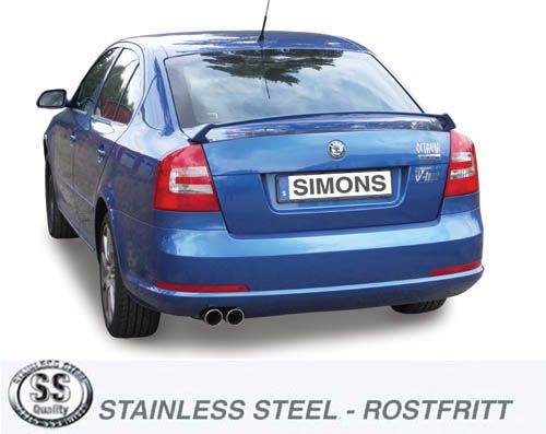 Catback výfuk Simons Škoda Octavia II RS 2.0 TFSi/TSi sedan/kombi (06-13) - homologace