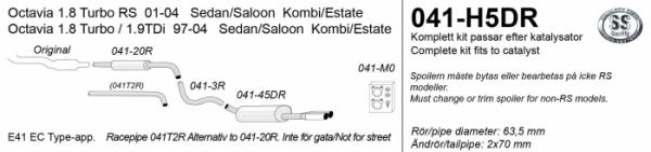 Catback výfuk Simons Škoda Octavia I 1.8T/1.9TDI mimo RS sedan/kombi (97-04) - homologace