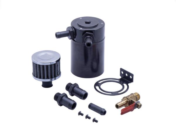 Oil catch tank - 2x vývod + filtr - objem 0,2l