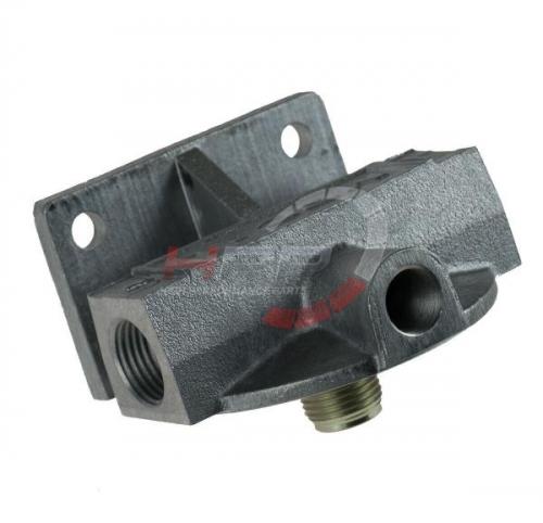 Externí relokační držák olejového filtru Mocal - 1x vývod 1/2"-BSP na každé straně + M14 čidlo - levý