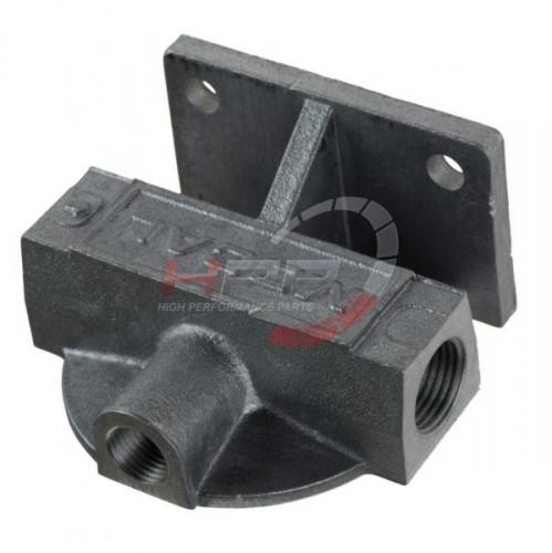 Externí relokační držák olejového filtru Mocal - 1x vývod 1/2"-BSP na každé straně + M14 čidlo - levý