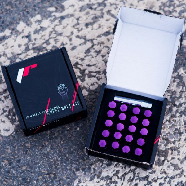 Sada kolových šroubů Japan Racing JB1 závit M12 x 1,5 - 28mm délka závitu - fialové