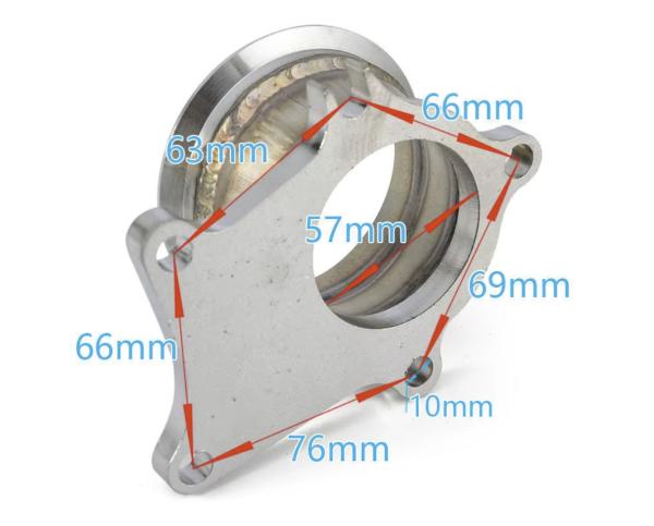 Adaptér na výfukovou část T3, T3/T4, T04E 0.63A/R > V-band 76mm (nerez)
