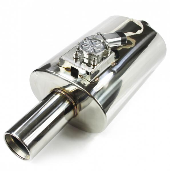 Koncový tlumič výfuku s výfukovou klapkou STW - nerez - 76mm