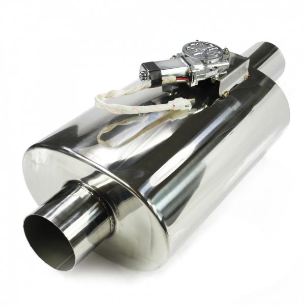 Koncový tlumič výfuku s výfukovou klapkou STW - nerez - 76mm