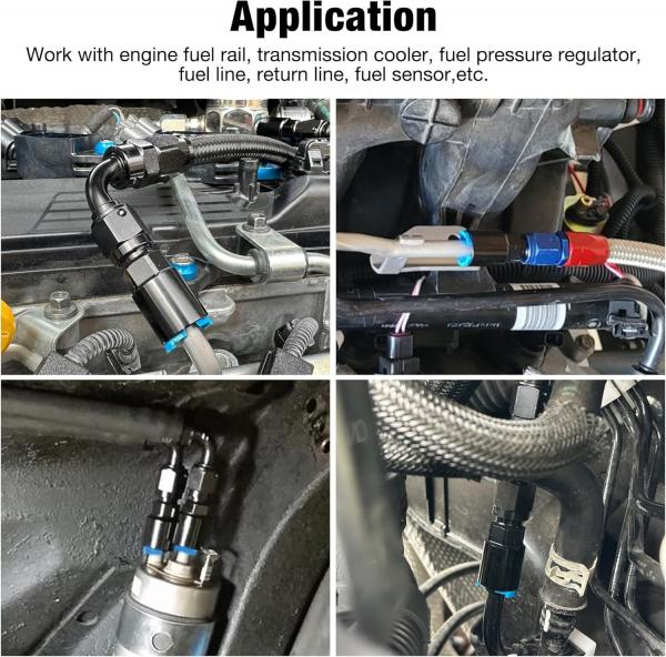 Rychlo spojka koleno 90° na sériový EFI palivový systém D-06 (AN6) 9/16"x18-UNF na 5/16" - samice (push-on)