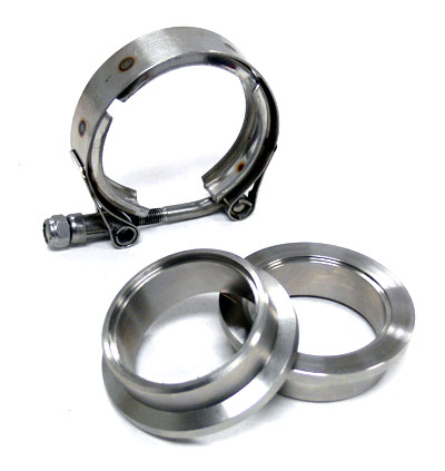 V-band set 45mm (1.75 palce) - spona + příruby s auto zámkem nerez