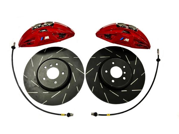 Přední 4-pístové brzdové třmeny Brembo BMW X1 E84 / X3 E83/F23 / X4 F26 / X5 E53 pro kotouče 374x36mm (červené 34106891343 / 34106891344)