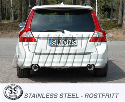 Catback výfuk Simons Volvo V70 / XC70 2WD 1.6 D2/D3/D4 (08-) - homologace