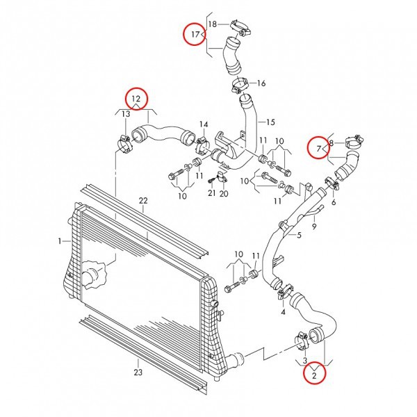 Hadicový kit Jap Parts Škoda Octavia III 5E vč. RS 1.8/2.0 TSI EA888 Gen 3 (13-)