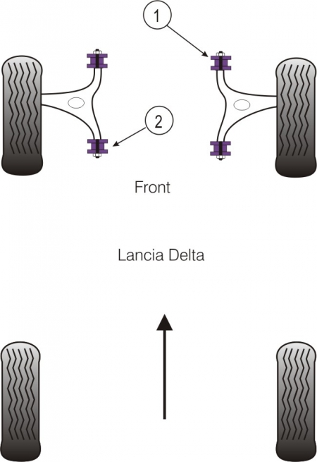 Silentbloky Powerflex Lancia Delta (93-00) / Dedra (94-00) Front Lower Wishbone Rear Bush (2)