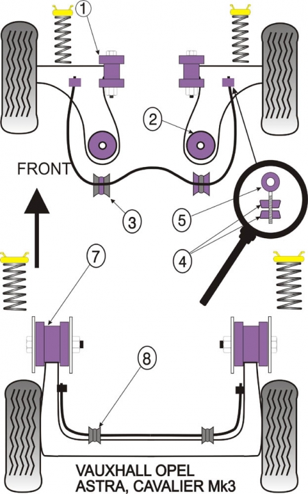 Silentbloky Powerflex Opel Cavalier 2WD (89-95) / Vectra A (89-95) Rear Beam Mounting Bush (7)