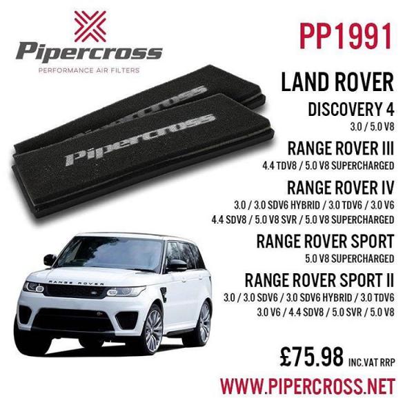 Sportovní vzduchový filtr (vložka filtru) Pipercross na Land Rover Range Rover IV 5.0 V8 SVR (06/15-)
