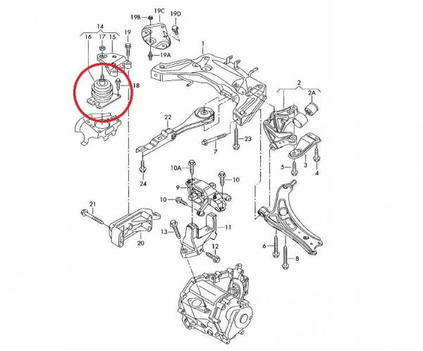 Držák motoru pravý Vibra-Technics Seat Ibiza 6L (02-08)