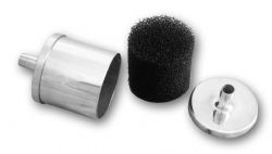 Olejový filtr inline na odvětrání klikové skříně 13/16/19mm - kovový krk - stříbrný