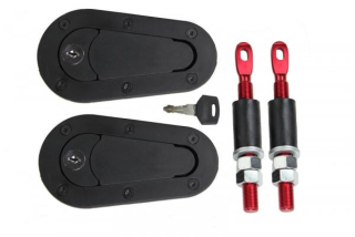 Zámky / držáky kapoty D1 Spec - černé uzamykatelné