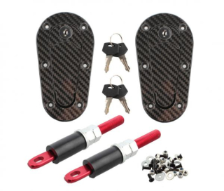 Zámky / držáky kapoty D1 Spec - černý karbon uzamykatelné